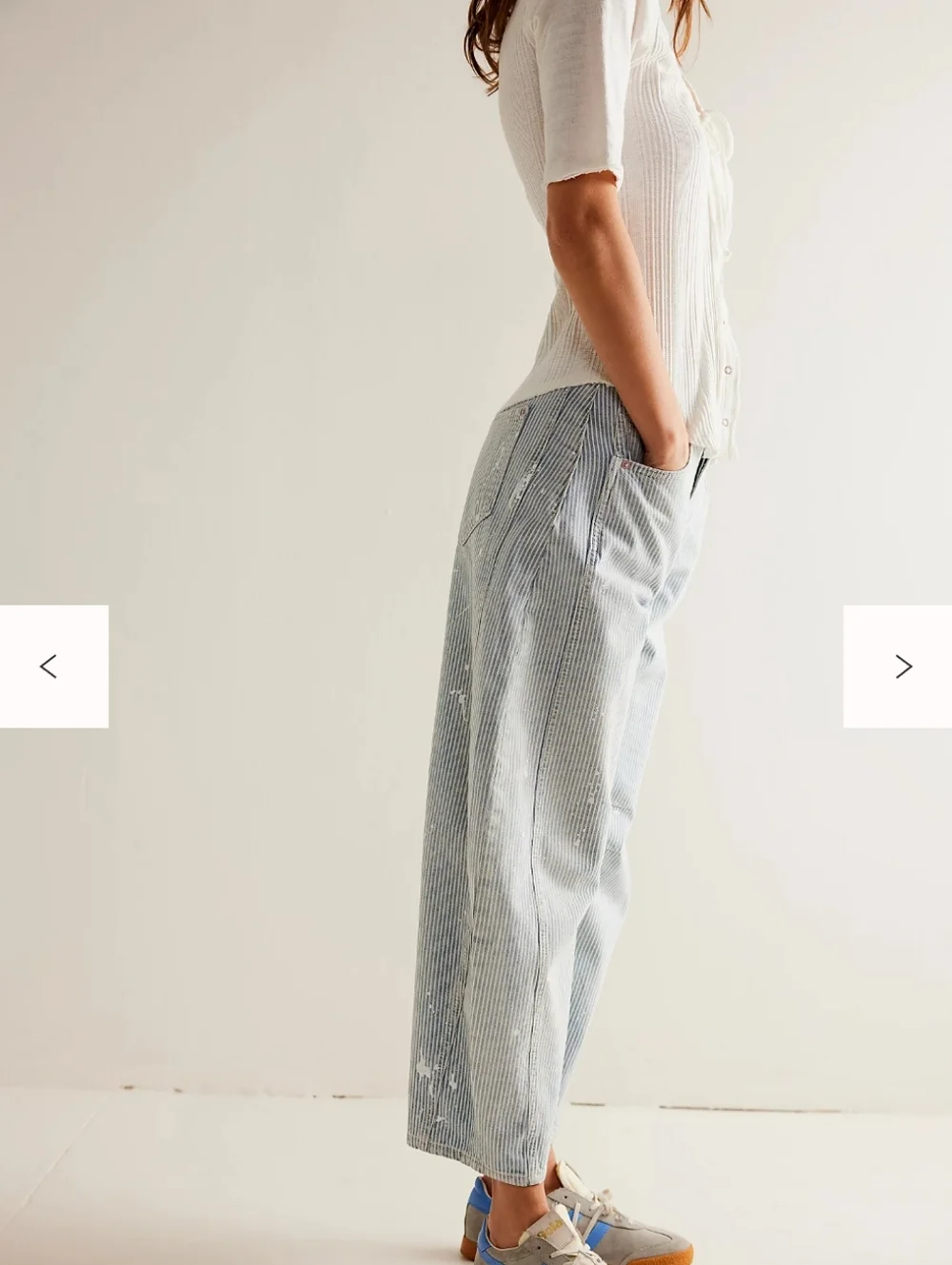 We The Free 31 Good Luck Stripe Barrel Jeans Mid NWT Paint Splatter Jeans - Picture 6 of 14